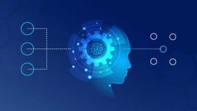 Abstract technology and data visualization design.